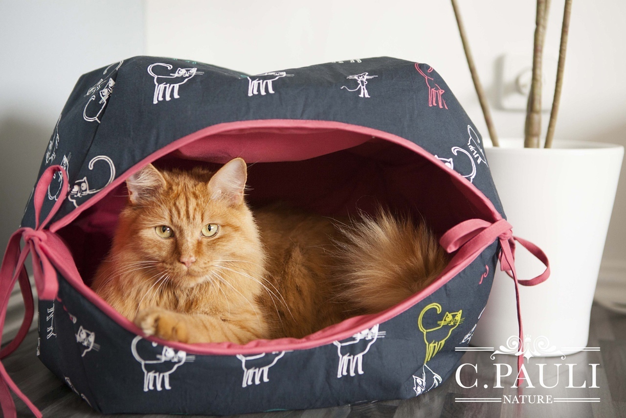 Выкройка Домик для кошки Подробный мастер-класс по пошиву доступен в источнике.